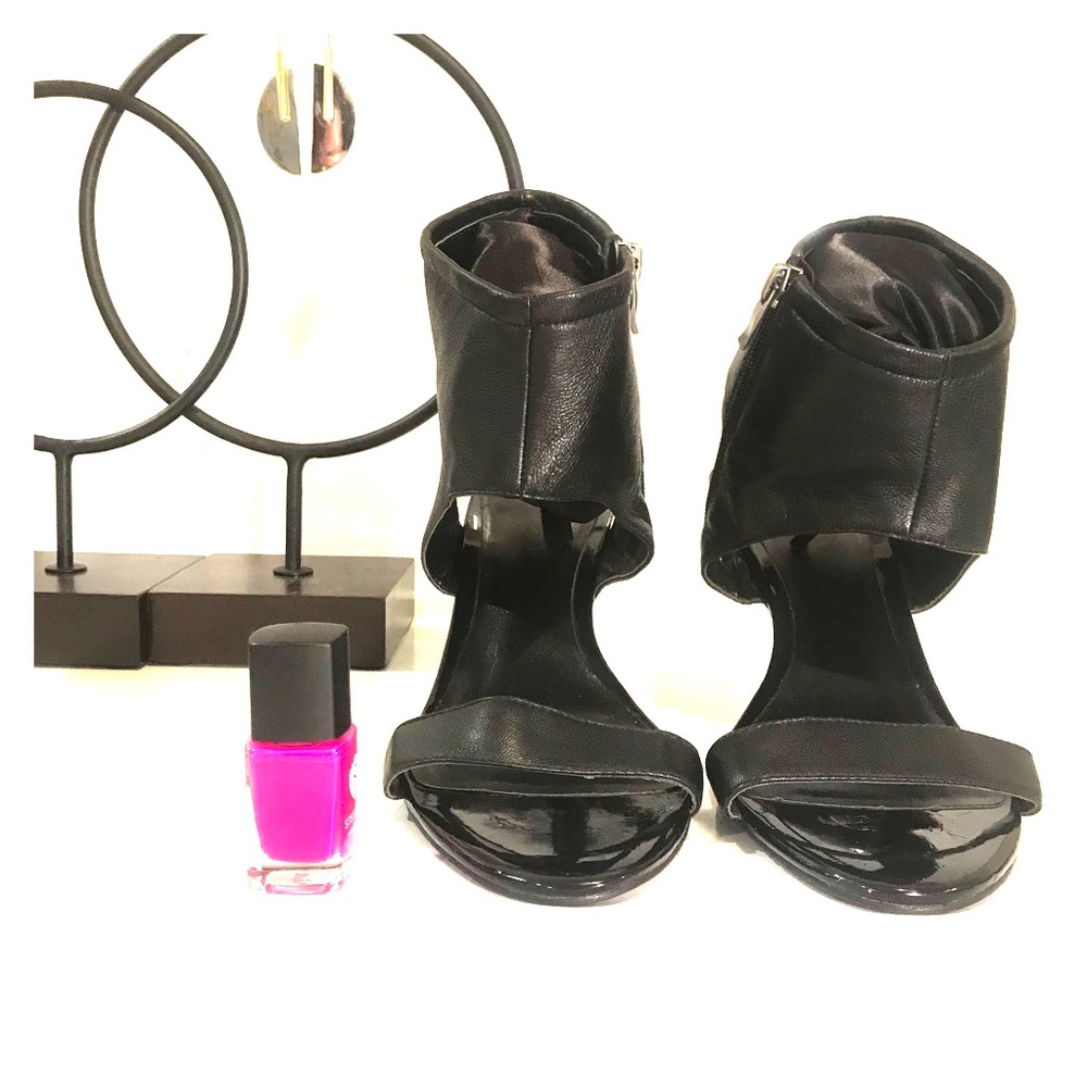 Levity Black Leather heels